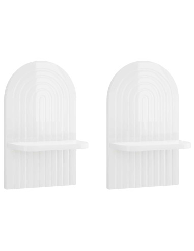 Scaffale da parete 2 pz Bianco Lucido 23 x 13.5 x 37.5 cm