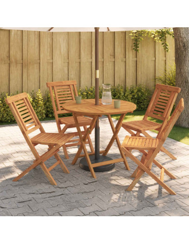 Set bistro da giardino pieghevole da 5 pezzi Naturale