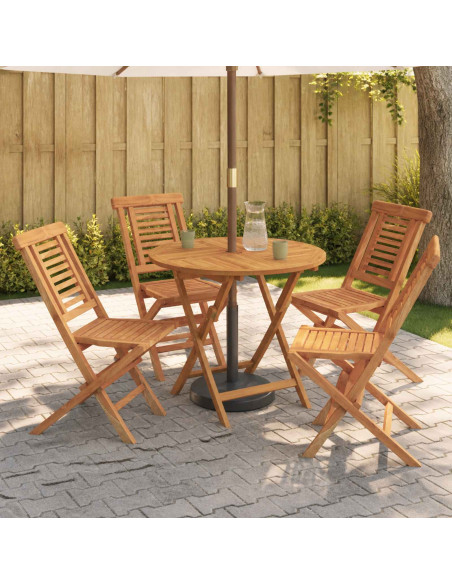 Set bistro da giardino pieghevole da 5 pezzi Naturale
