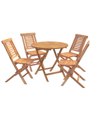 Set bistro da giardino pieghevole da 5 pezzi Naturale