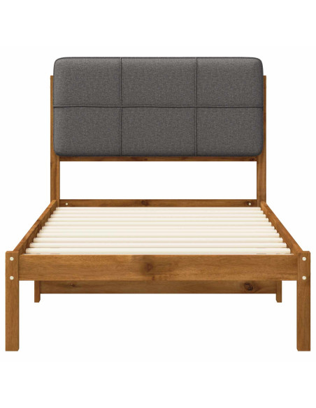 Letto con Testiera Rivestita Naturale e Grigio Chiaro