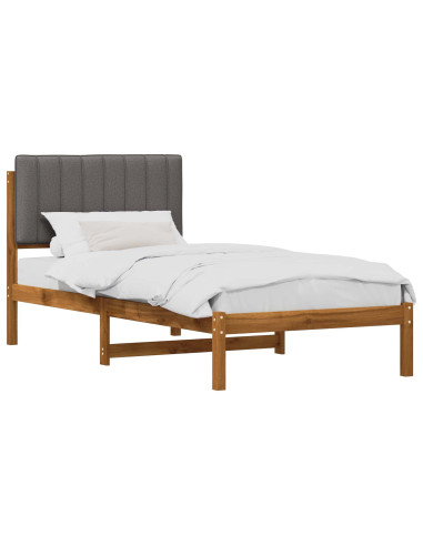 Letto con Testiera Rivestita Naturale e Grigio Chiaro