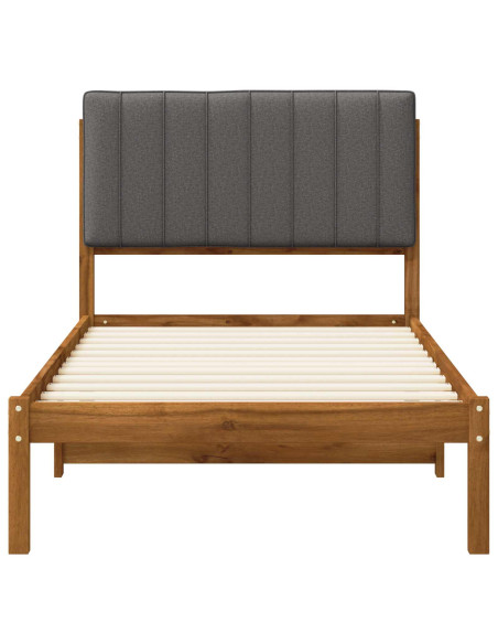 Letto con Testiera Rivestita Naturale e Grigio Chiaro