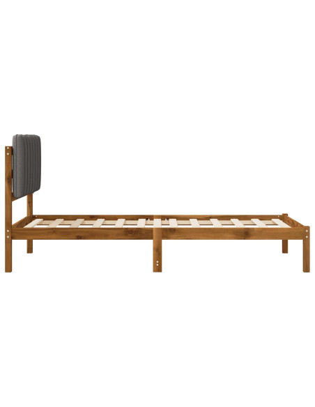 Letto con Testiera Rivestita Naturale e Grigio Chiaro