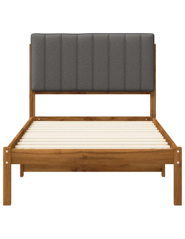 Letto con Testiera Rivestita Naturale e Grigio Chiaro