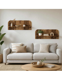 Scaffale da parete 2 pz Legno antico 102 x 13.5 x 37.5 cm