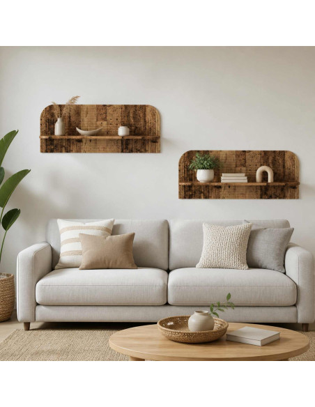 Scaffale da parete 2 pz Legno antico 102 x 13.5 x 37.5 cm