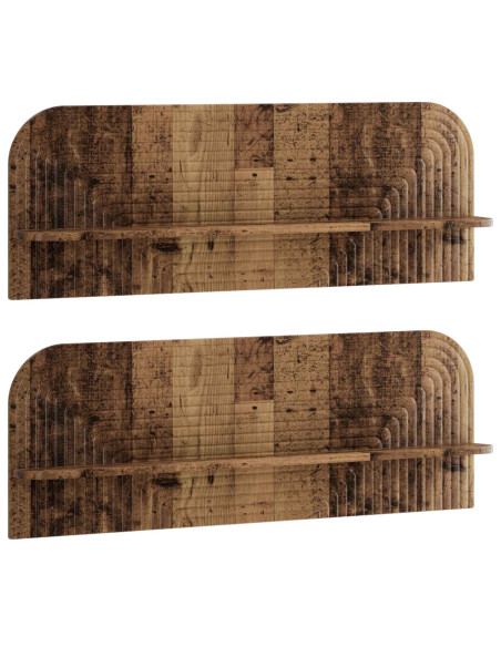 Scaffale da parete 2 pz Legno antico 102 x 13.5 x 37.5 cm