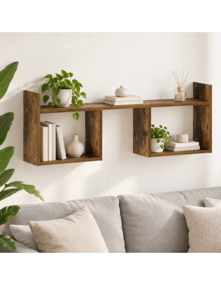 Scaffale da parete Rovere Fumo 90 x 17 x 32 cm