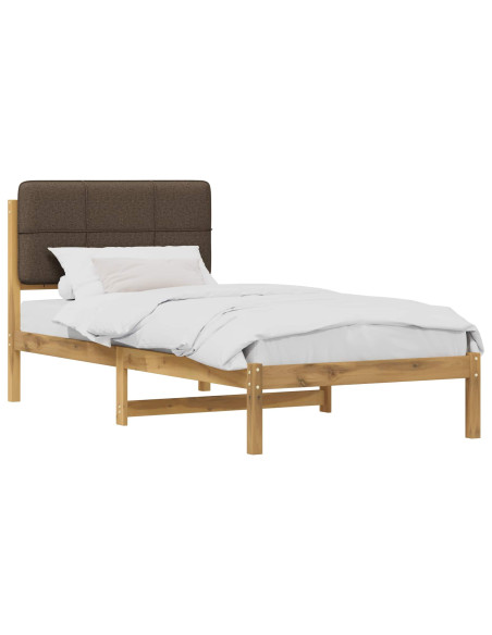 Letto con Testiera Rivestita Bianco lavato e taupe 90 x 190 cm