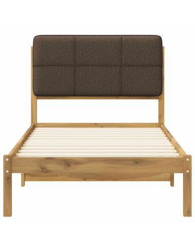 Letto con Testiera Rivestita Bianco lavato e taupe 90 x 190 cm