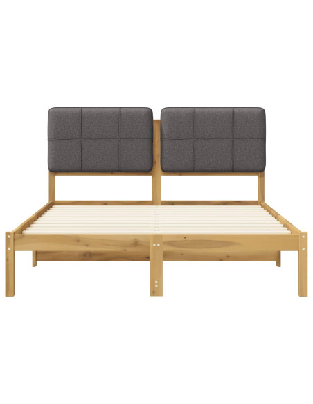 Letto con Testiera Rivestita Bianco lavato e grigio chiaro