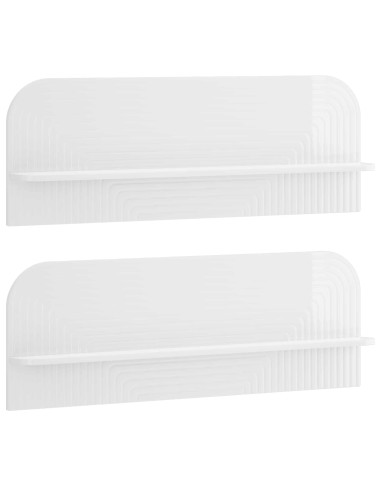 Scaffale da parete 2 pz Bianco Lucido 102 x 13.5 x 37.5 cm