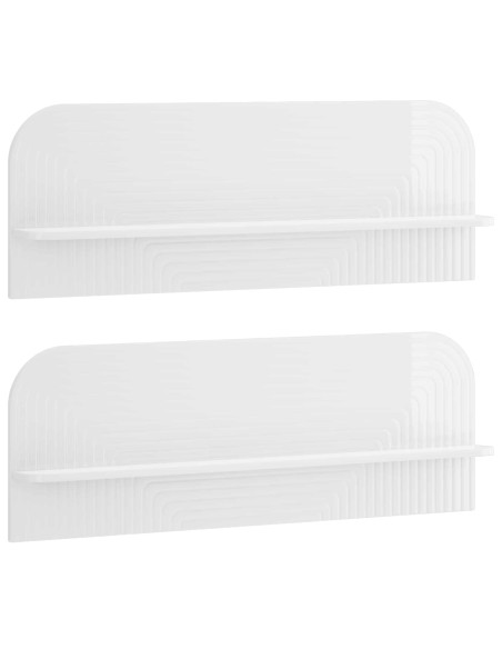 Scaffale da parete 2 pz Bianco Lucido 102 x 13.5 x 37.5 cm