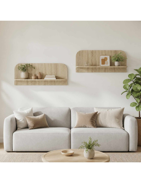 Scaffale da parete 2 pz Rovere Sonoma 102 x 13,5 x 37,5 cm