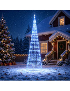 Luci per albero di Natale con picchetti e asta per bandiera