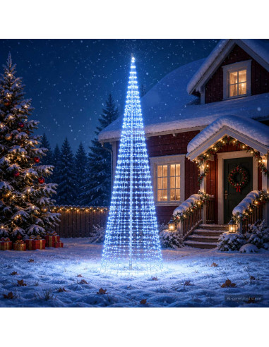 Luci per albero di Natale con picchetti e asta per bandiera