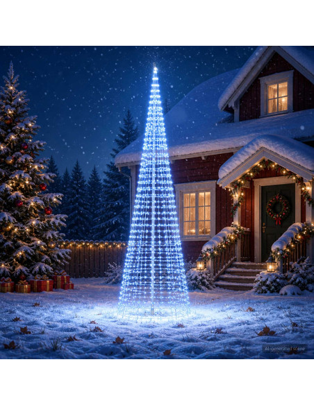Luci per albero di Natale con picchetti e asta per bandiera
