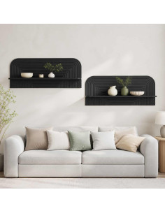 Scaffale da parete 2 pz Nero 102 x 13,5 x 37,5 cm