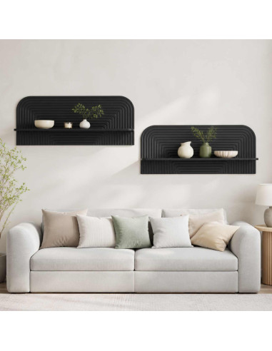 Scaffale da parete 2 pz Nero 102 x 13,5 x 37,5 cm