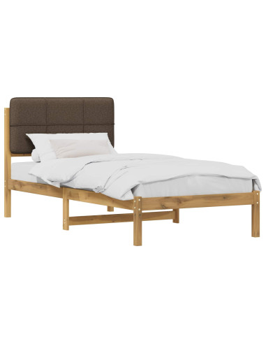 Letto con Testiera Rivestita Bianco lavato e taupe 75 x 190 cm
