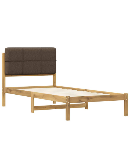 Letto con Testiera Rivestita Bianco lavato e taupe 75 x 190 cm