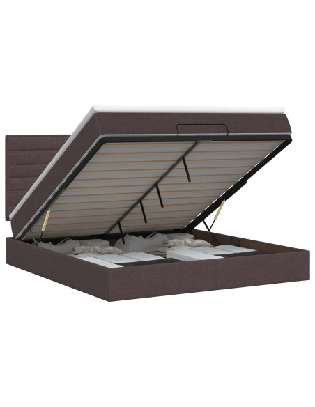 Letto ottomano con materasso Marrone Scuro 160 x 200 cm Tessuto