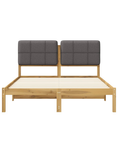 Letto con Testiera Rivestita Bianco lavato e grigio chiaro