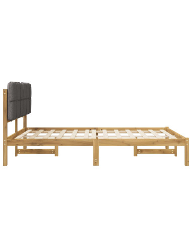 Letto con Testiera Rivestita Bianco lavato e grigio chiaro