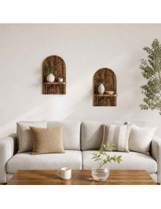 Scaffale da parete 2 pz Legno antico 23 x 13.5 x 37.5 cm