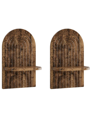 Scaffale da parete 2 pz Legno antico 23 x 13.5 x 37.5 cm