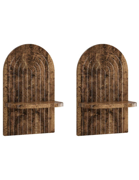 Scaffale da parete 2 pz Legno antico 23 x 13.5 x 37.5 cm