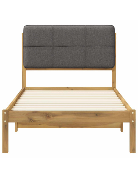 Letto con Testiera Rivestita Bianco lavato e grigio chiaro