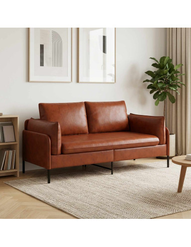 Divano a 2 Posti Marrone Lucido 188 x 81 x 89 cm Similpelle