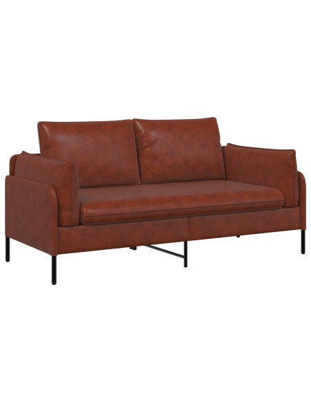Divano a 2 Posti Marrone Lucido 188 x 81 x 89 cm Similpelle