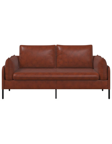 Divano a 2 Posti Marrone Lucido 188 x 81 x 89 cm Similpelle
