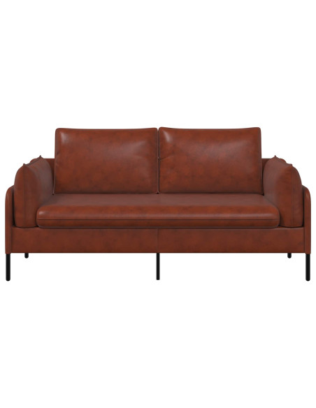 Divano a 2 Posti Marrone Lucido 188 x 81 x 89 cm Similpelle
