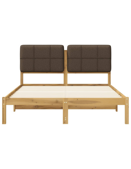 Letto con Testiera Rivestita Bianco lavato e taupe 120 x 200 cm
