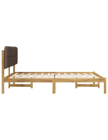 Letto con Testiera Rivestita Bianco lavato e taupe 120 x 190 cm