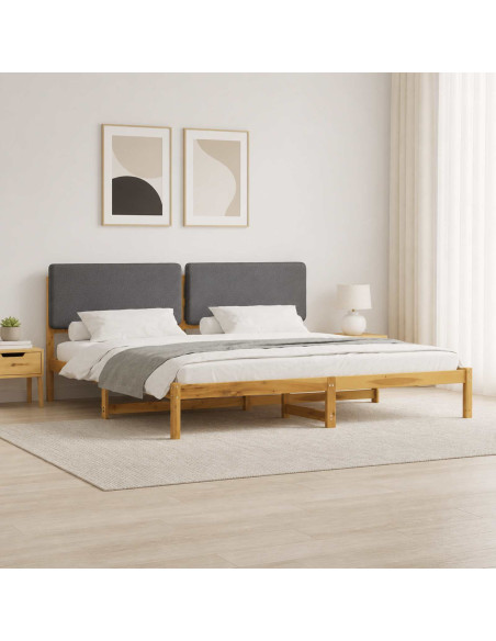 Letto con Testiera Rivestita Bianco lavato e grigio chiaro