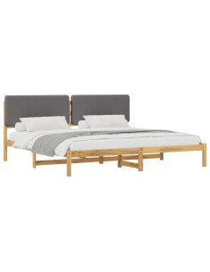 Letto con Testiera Rivestita Bianco lavato e grigio chiaro 2