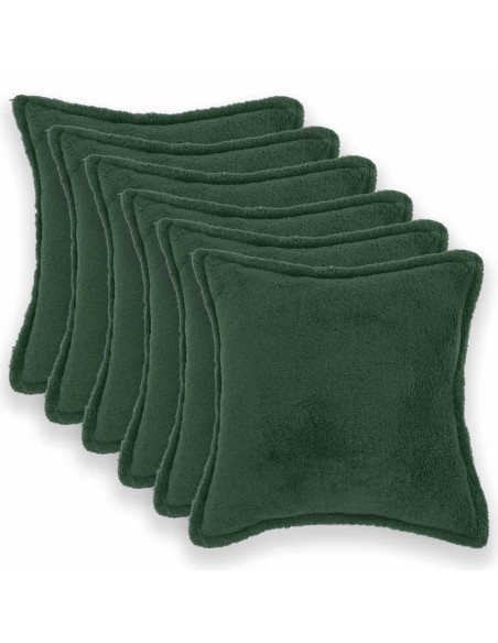 Federa 6 pcs HOUTEN Verde Scuro 40 x 40 cm Bouclé
