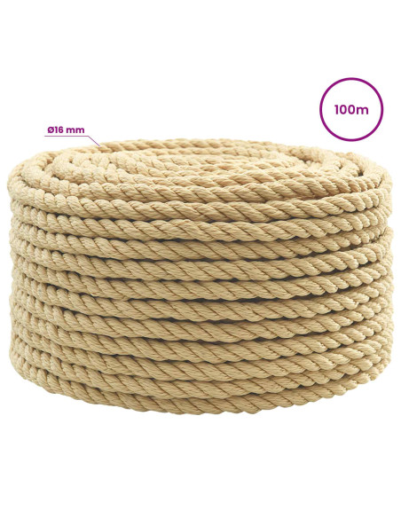 Corda multiuso 16 mm 100 m Naturale PP 1560 kg Carico massimo