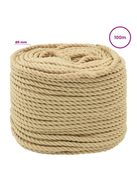 Corda multiuso 5 mm 100 m Naturale PP 150 kg Carico massimo