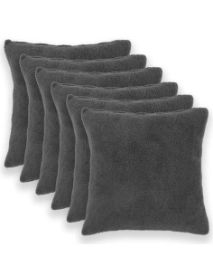 Federa 6 pcs HEERLEN Grigio Scuro 80 x 80 cm Bouclé
