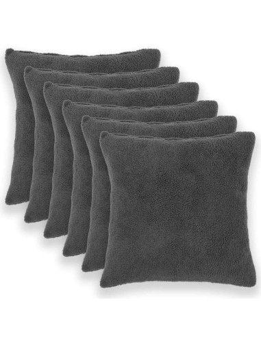 Federa 6 pcs HEERLEN Grigio Scuro 80 x 80 cm Bouclé