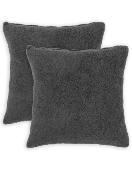 Federa 2 pcs HEERLEN Grigio Scuro 80 x 80 cm Bouclé