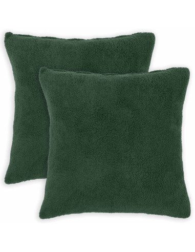 Federa 2 pcs HEERLEN Verde Scuro 80 x 80 cm Bouclé