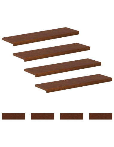 Gradini per Scale 8 pz 100 x 30 x 2 cm Marrone Scuro