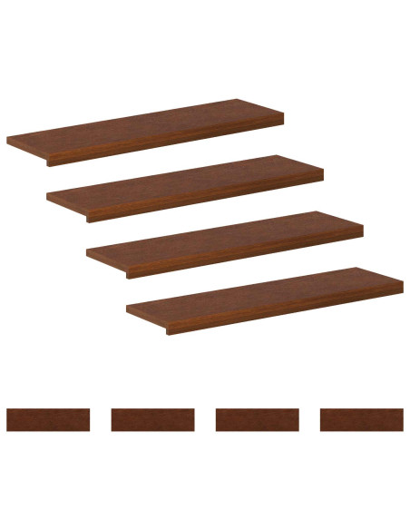 Gradini per Scale 8 pz 100 x 30 x 2 cm Marrone Scuro